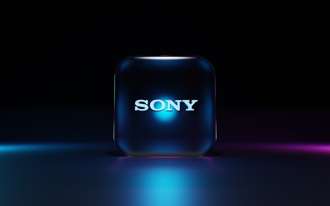 a purple rectangular object with a blue logo on it